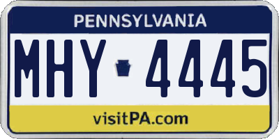 PA license plate MHY4445