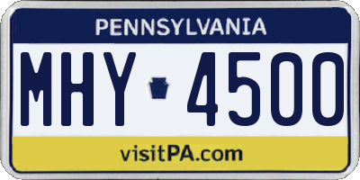 PA license plate MHY4500