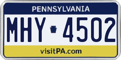 PA license plate MHY4502