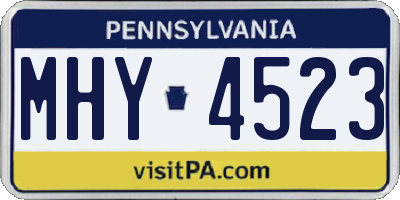 PA license plate MHY4523