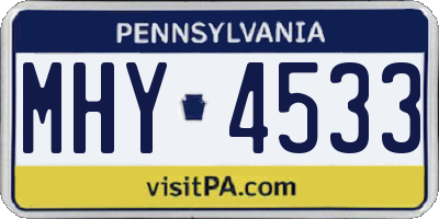 PA license plate MHY4533