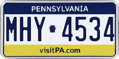 PA license plate MHY4534