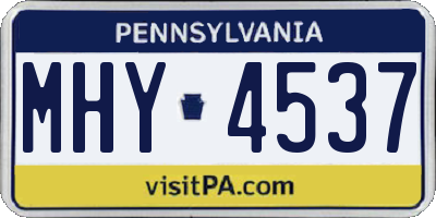 PA license plate MHY4537
