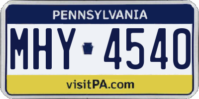 PA license plate MHY4540