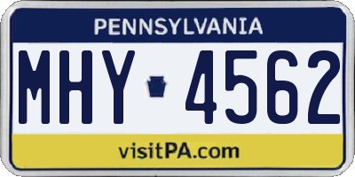 PA license plate MHY4562