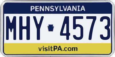 PA license plate MHY4573