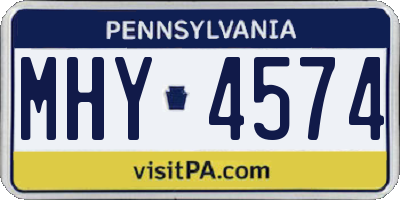 PA license plate MHY4574