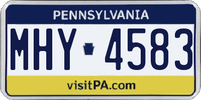 PA license plate MHY4583