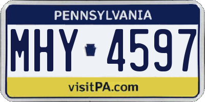 PA license plate MHY4597