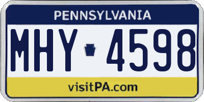 PA license plate MHY4598
