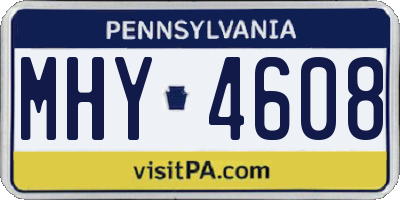 PA license plate MHY4608