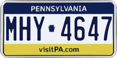PA license plate MHY4647