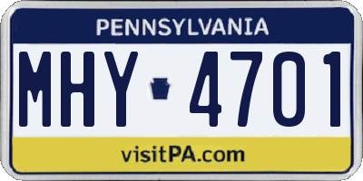 PA license plate MHY4701