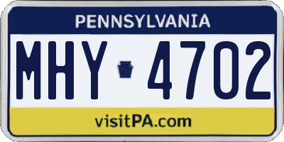 PA license plate MHY4702