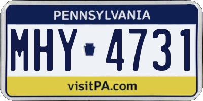 PA license plate MHY4731