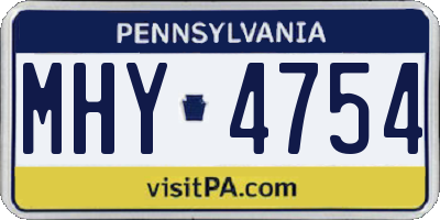 PA license plate MHY4754