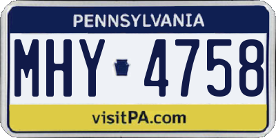 PA license plate MHY4758