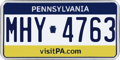 PA license plate MHY4763