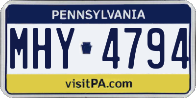 PA license plate MHY4794