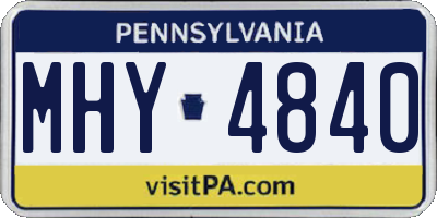 PA license plate MHY4840