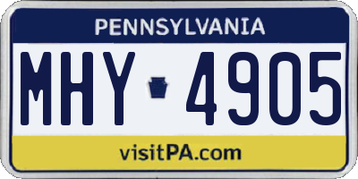 PA license plate MHY4905