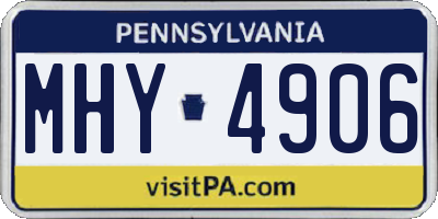 PA license plate MHY4906