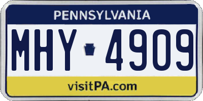PA license plate MHY4909