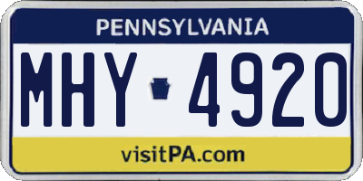 PA license plate MHY4920