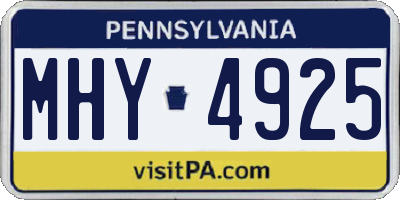 PA license plate MHY4925