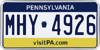 PA license plate MHY4926