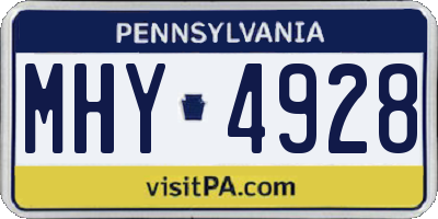 PA license plate MHY4928