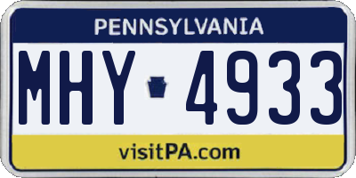 PA license plate MHY4933