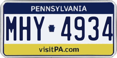 PA license plate MHY4934