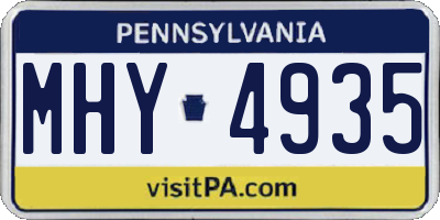 PA license plate MHY4935