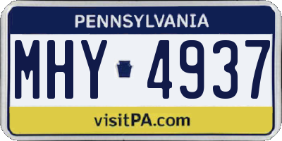 PA license plate MHY4937