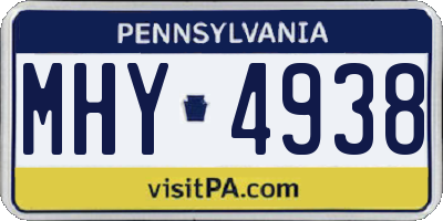 PA license plate MHY4938
