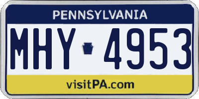 PA license plate MHY4953