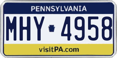 PA license plate MHY4958