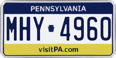 PA license plate MHY4960