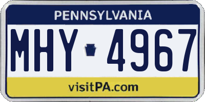 PA license plate MHY4967