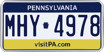 PA license plate MHY4978