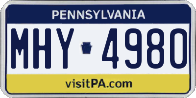 PA license plate MHY4980