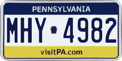 PA license plate MHY4982