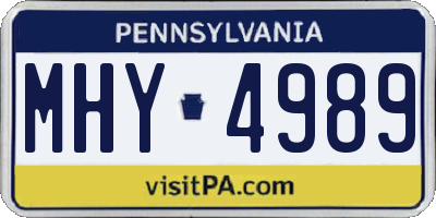 PA license plate MHY4989