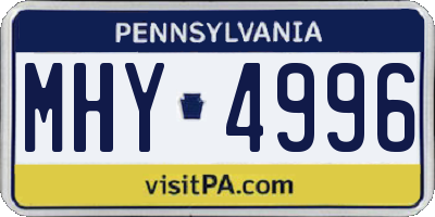 PA license plate MHY4996