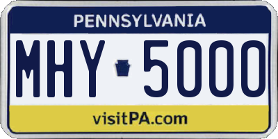 PA license plate MHY5000