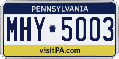 PA license plate MHY5003