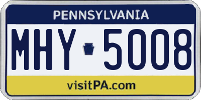 PA license plate MHY5008
