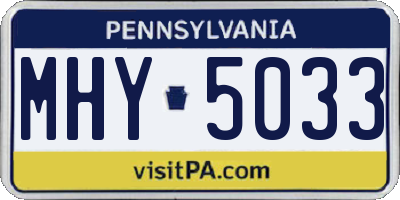 PA license plate MHY5033