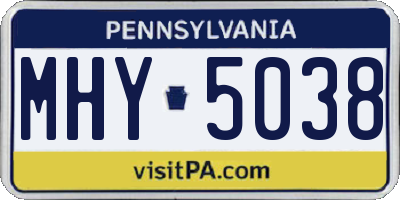 PA license plate MHY5038